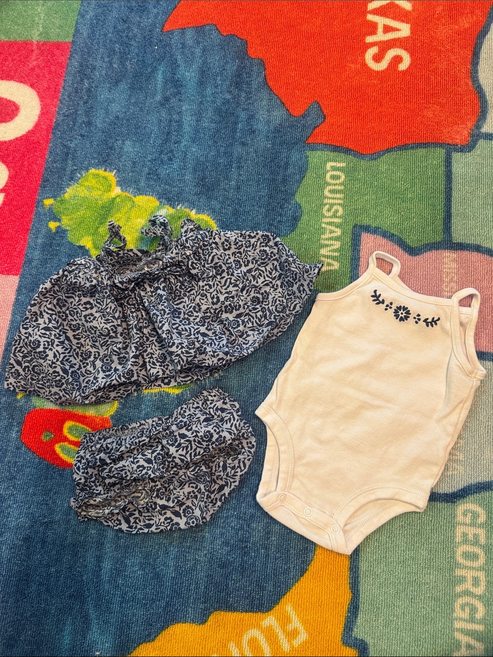 Floral Blue and White Kids Outfit Set